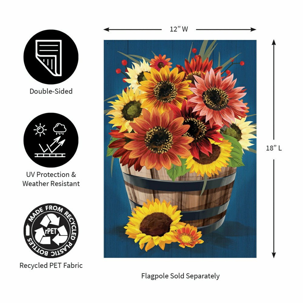 Barrel Of Blooms & Pumpkins Burlap Garden Flag | Plow & Hearth