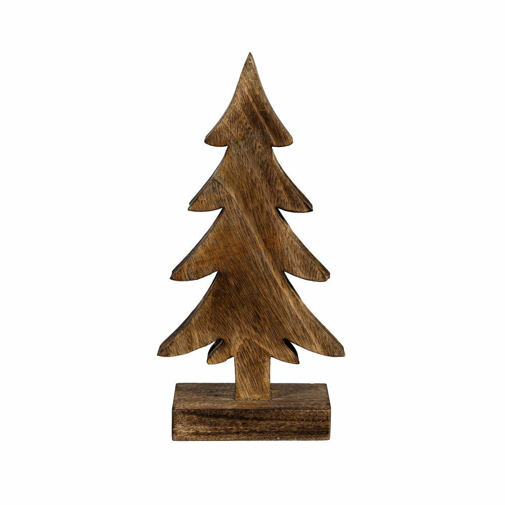 Shades of Emerald Table Décor Tree with Embellishments Wood, 12.25"H | Plow & Hearth