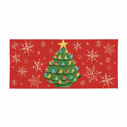 Christmas tree Flocked Coir Sassafras Switch Mat, 22"x10" | Plow & Hearth