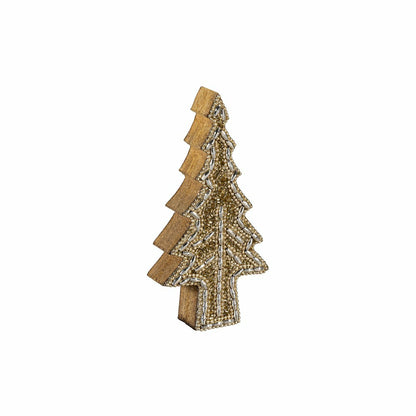 Shades of Emerald Table Décor Nested Tree with Beading Wood, 8"H | Plow & Hearth