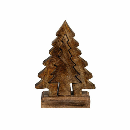 Shades of Emerald Table Décor Nested Tree with Beading Wood, 8"H | Plow & Hearth