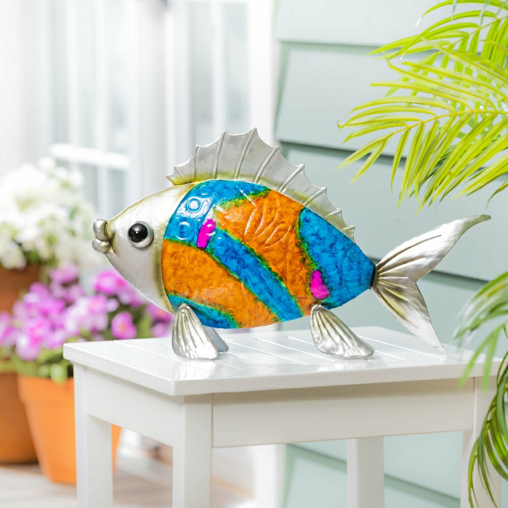 Metal Gradient Fish Garden Statue | Plow & Hearth