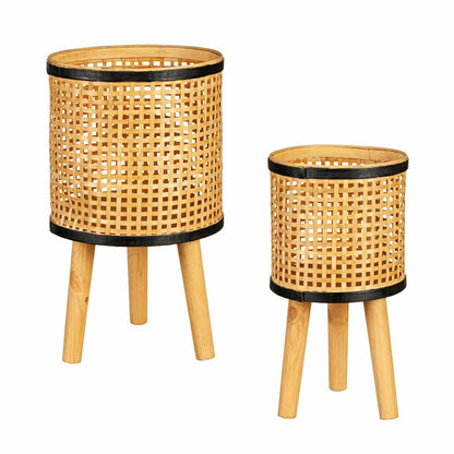 VivaStyle Planters, Wood, Woven Bamboo and Plywood Planter with Legs,  | Plow & Hearth