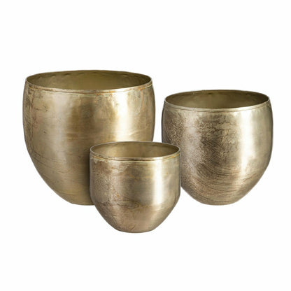 Glazed Metal Planter, Silver, Nested Set of 3 | Plow & Hearth