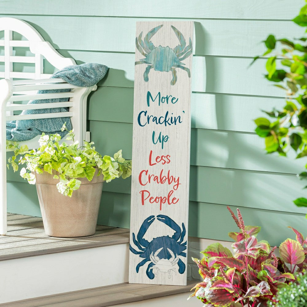 Coastal Porch Leaner Welcome Crabby 46" H | Plow & Hearth