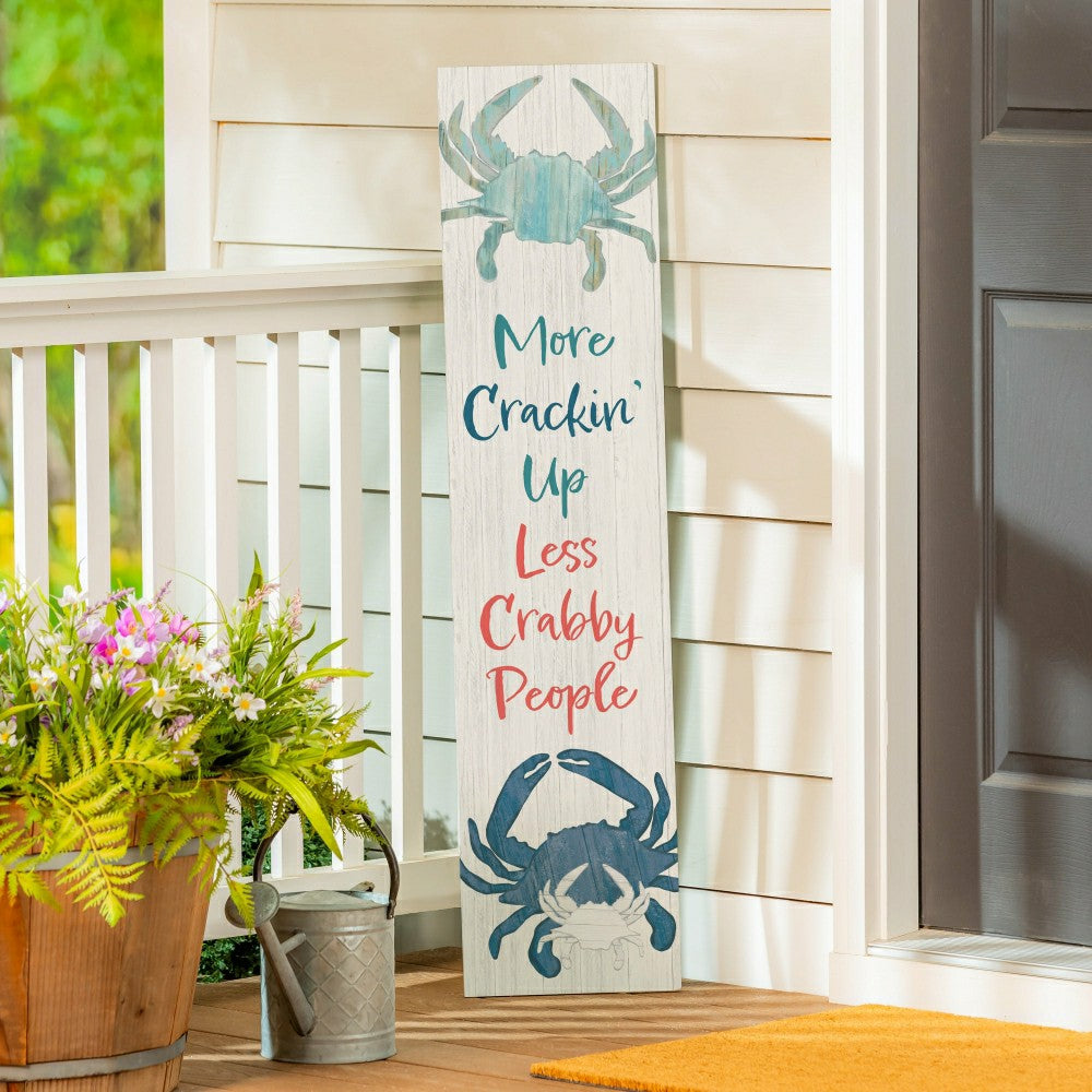 Coastal Porch Leaner Welcome Crabby 46" H | Plow & Hearth