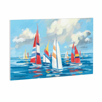 Blue Coastal Sailboats Indoor Wall Décor, Wood, 24"x16" | Plow & Hearth