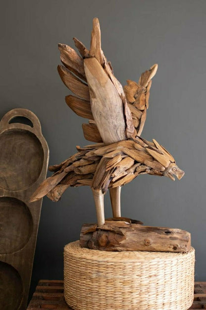 Teakwood Flying Eagle On A Base | Plow & Hearth