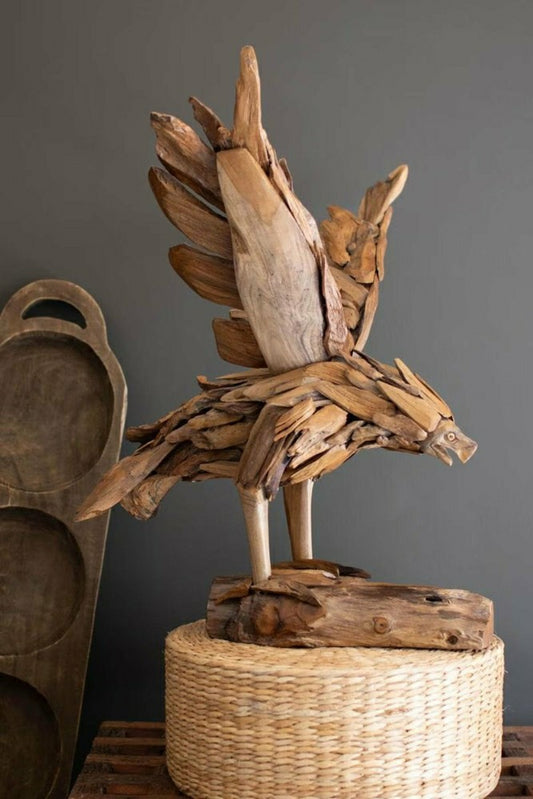 Teakwood Flying Eagle On A Base | Plow & Hearth