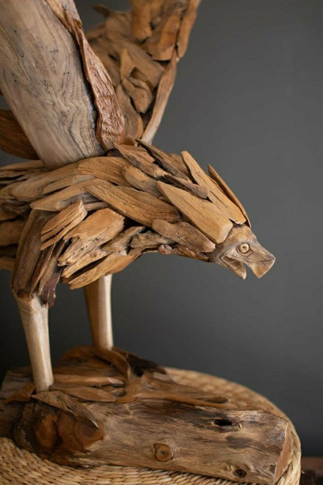 Teakwood Flying Eagle On A Base | Plow & Hearth