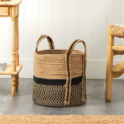 13" Boho Chic Basket Natural Jute Basket Planter | Plow & Hearth