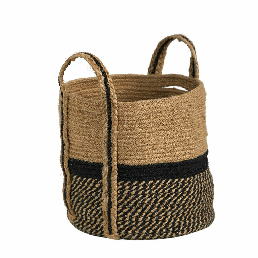 13" Boho Chic Basket Natural Jute Basket Planter | Plow & Hearth