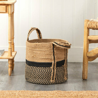 13" Boho Chic Basket Natural Jute Basket Planter | Plow & Hearth