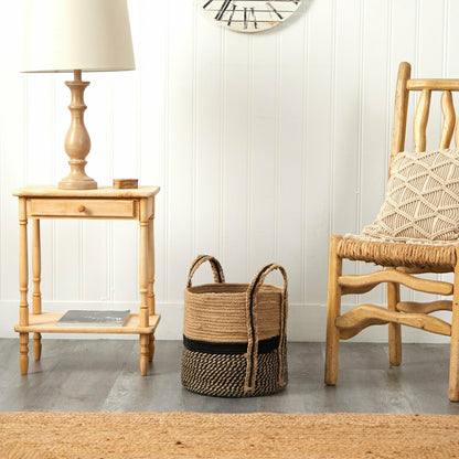 13" Boho Chic Basket Natural Jute Basket Planter | Plow & Hearth