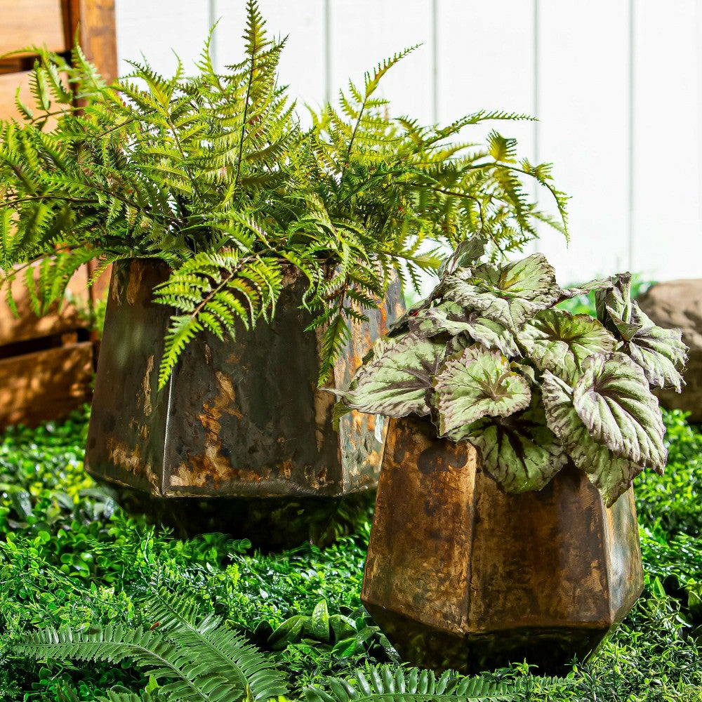 Hexagon Metal Planter, Nested Set of 2 | Plow & Hearth