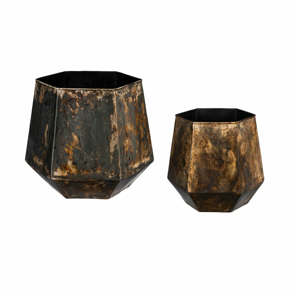 Hexagon Metal Planter, Nested Set of 2 | Plow & Hearth