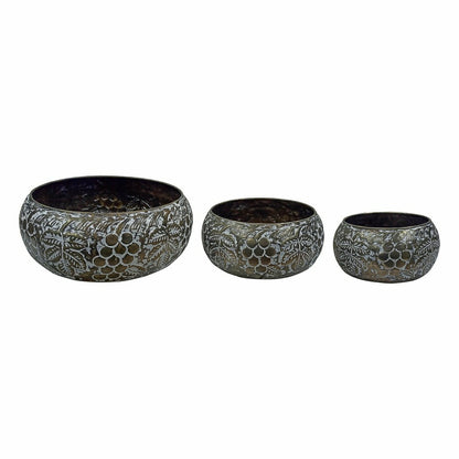 Petal & Plow Planters, Metal, Embossed Round Bowl, Nested Set of 3 | Plow & Hearth