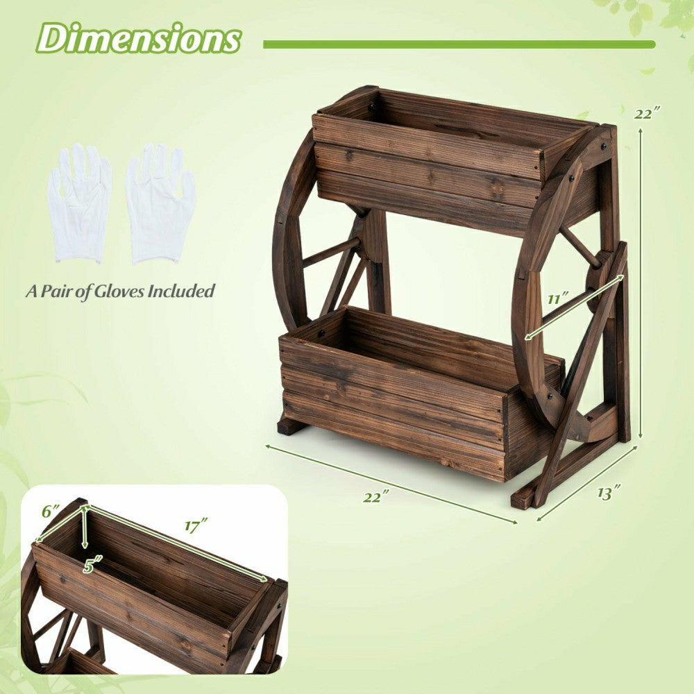 Rustic Wood Wagon Planter | Plow & Hearth