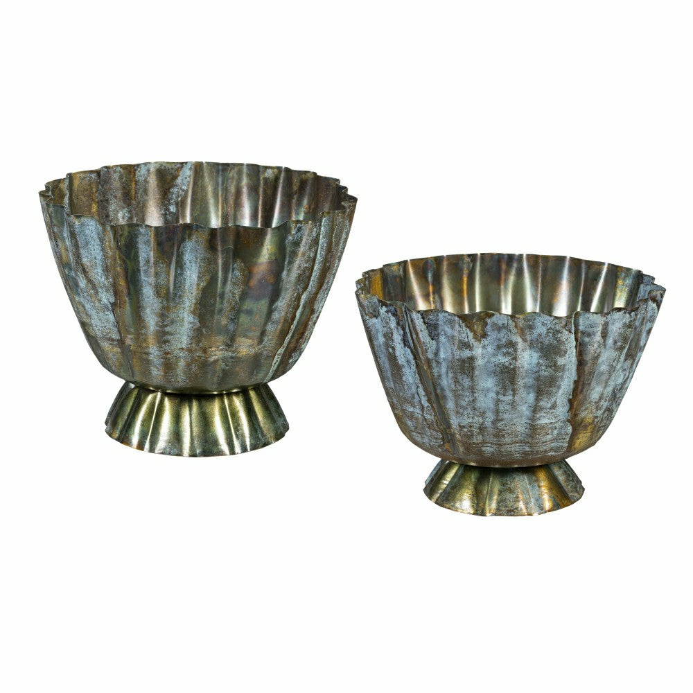 What She Shed, Bowl Shaped Planter, Metal, Set of 2 | Plow & Hearth