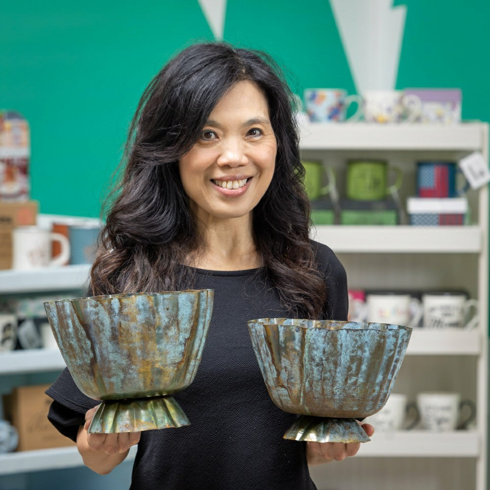 What She Shed, Bowl Shaped Planter, Metal, Set of 2 | Plow & Hearth