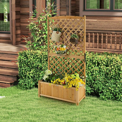 Outdoor Wood Raised Garden Bed With Trellis | Plow & Hearth