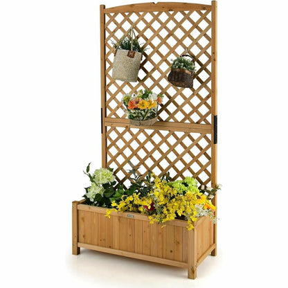 Outdoor Wood Raised Garden Bed With Trellis | Plow & Hearth