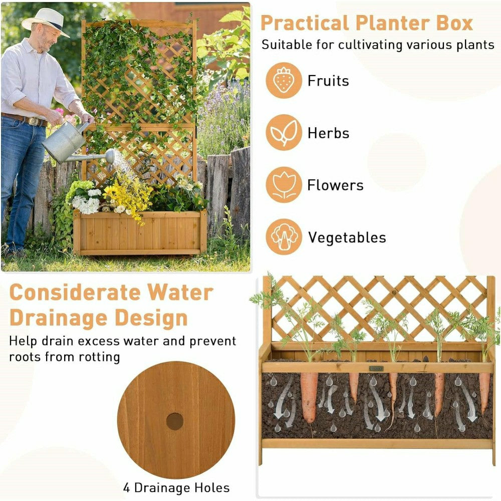 Outdoor Wood Raised Garden Bed With Trellis | Plow & Hearth