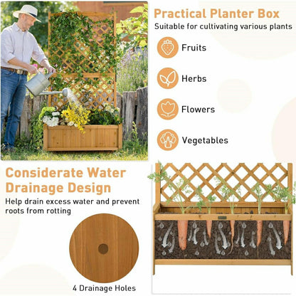 Outdoor Wood Raised Garden Bed With Trellis | Plow & Hearth