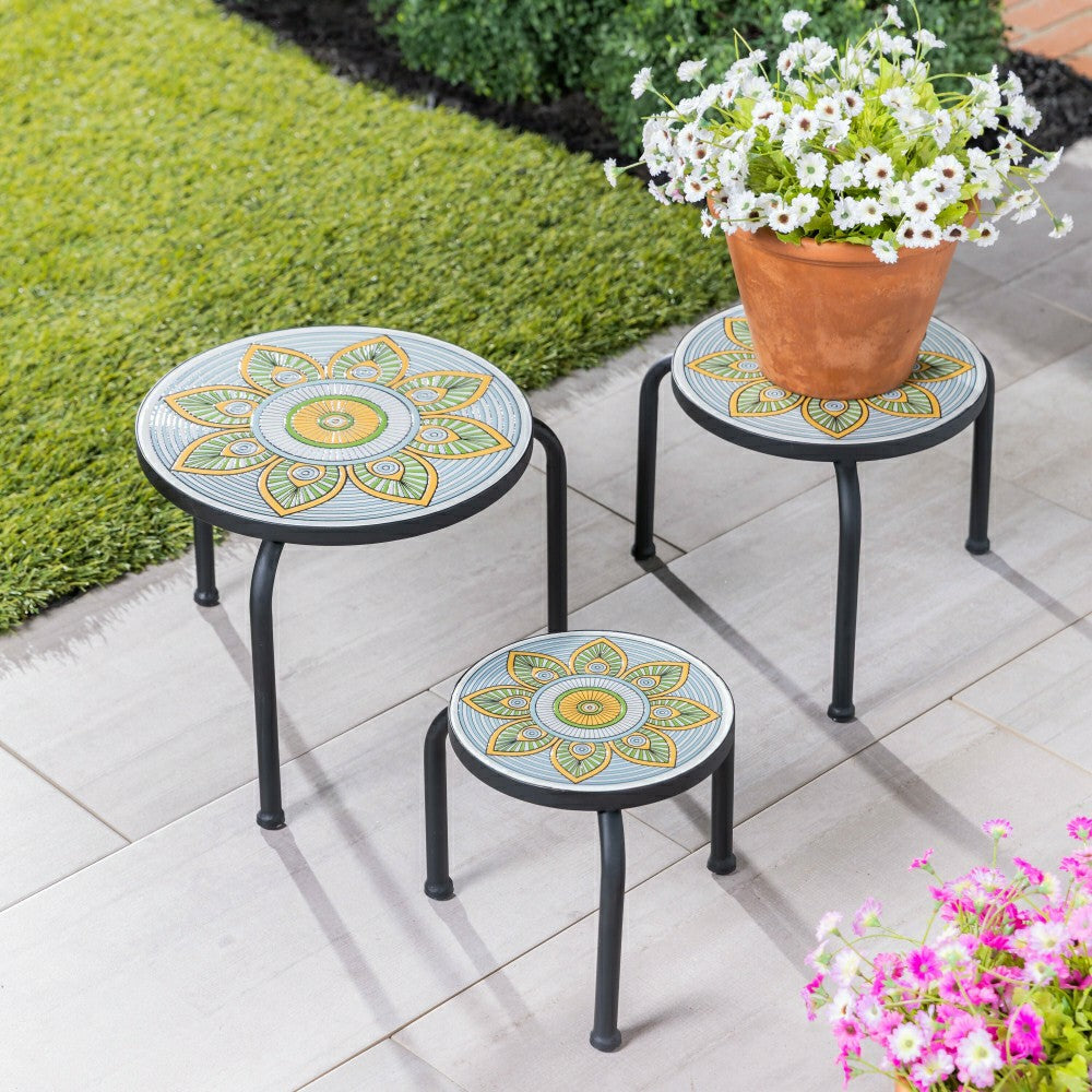 Set of 3 Mosaic Plant Stands | Plow & Hearth
