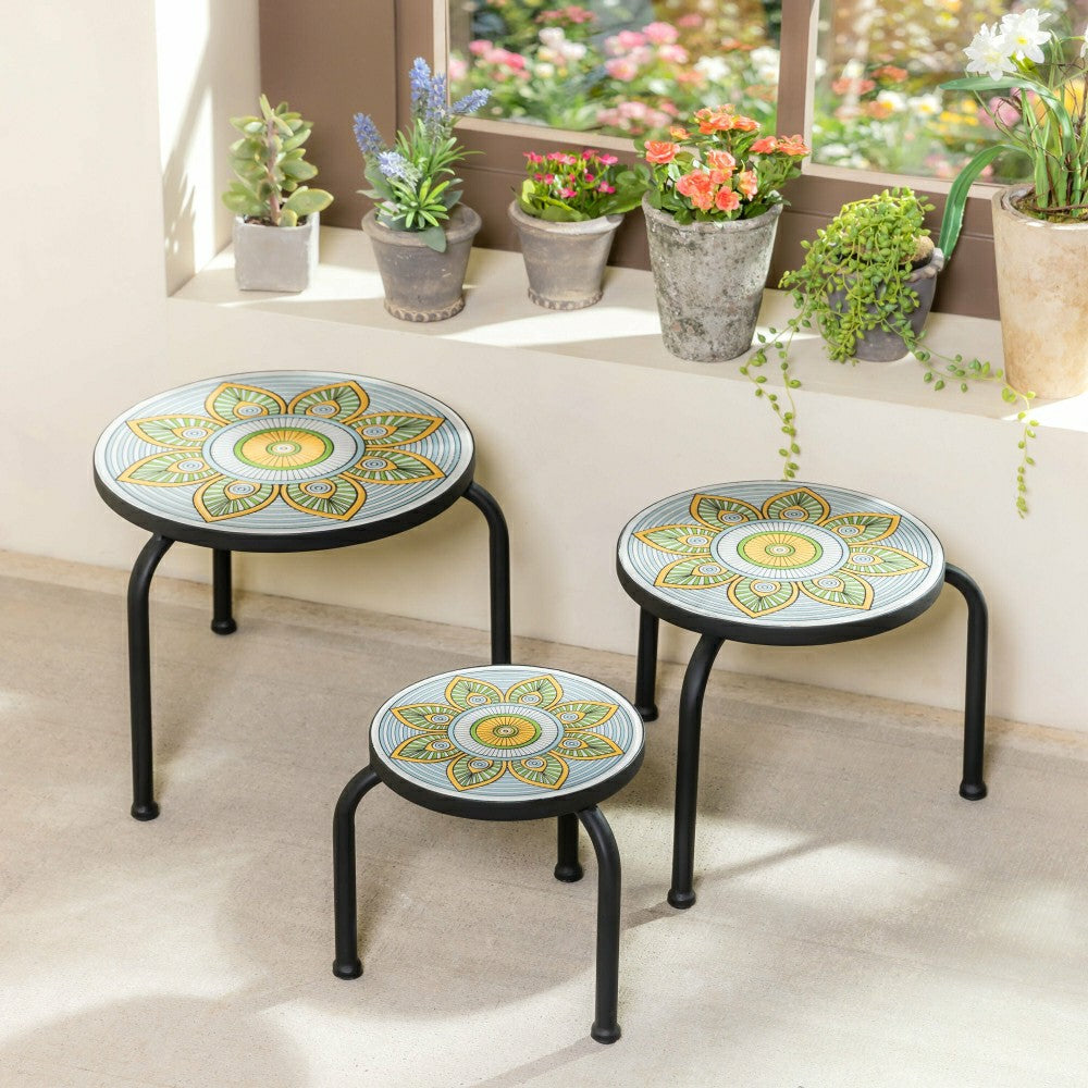 Set of 3 Mosaic Plant Stands | Plow & Hearth
