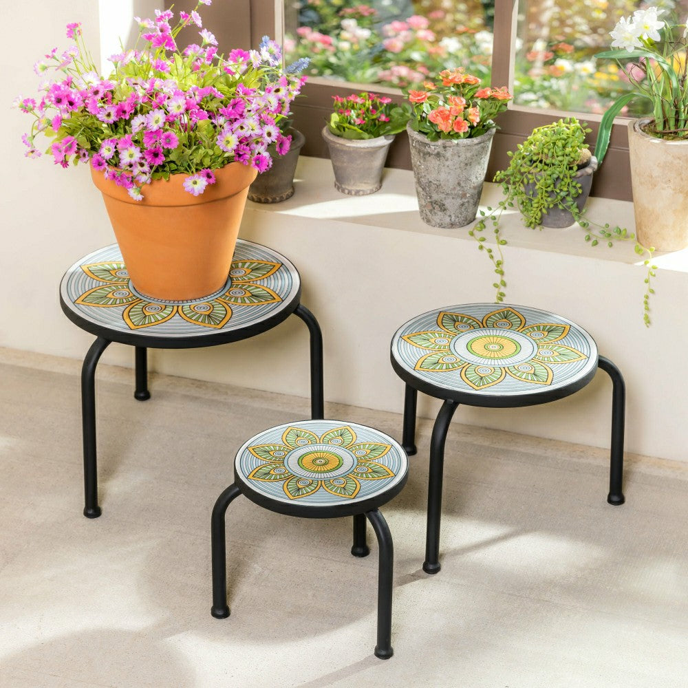 Set of 3 Mosaic Plant Stands | Plow & Hearth