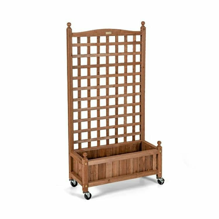 Solid Wood Raised Garden Bed with Trellis | Plow & Hearth