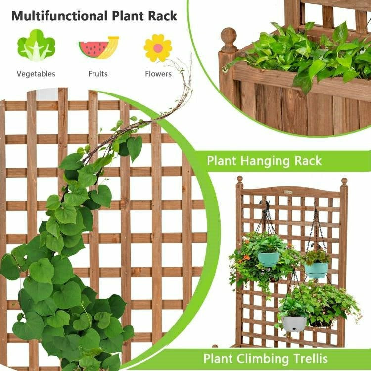 Solid Wood Raised Garden Bed with Trellis | Plow & Hearth