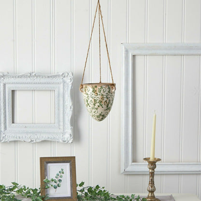 2’ Tuscan Hanging Ceramic Scroll Planter | Plow & Hearth