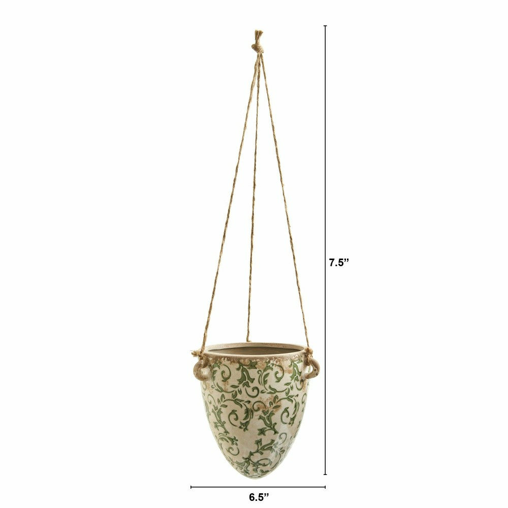 2’ Tuscan Hanging Ceramic Scroll Planter | Plow & Hearth