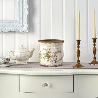 8” Tuscan Ceramic Floral Print Planter | Plow & Hearth