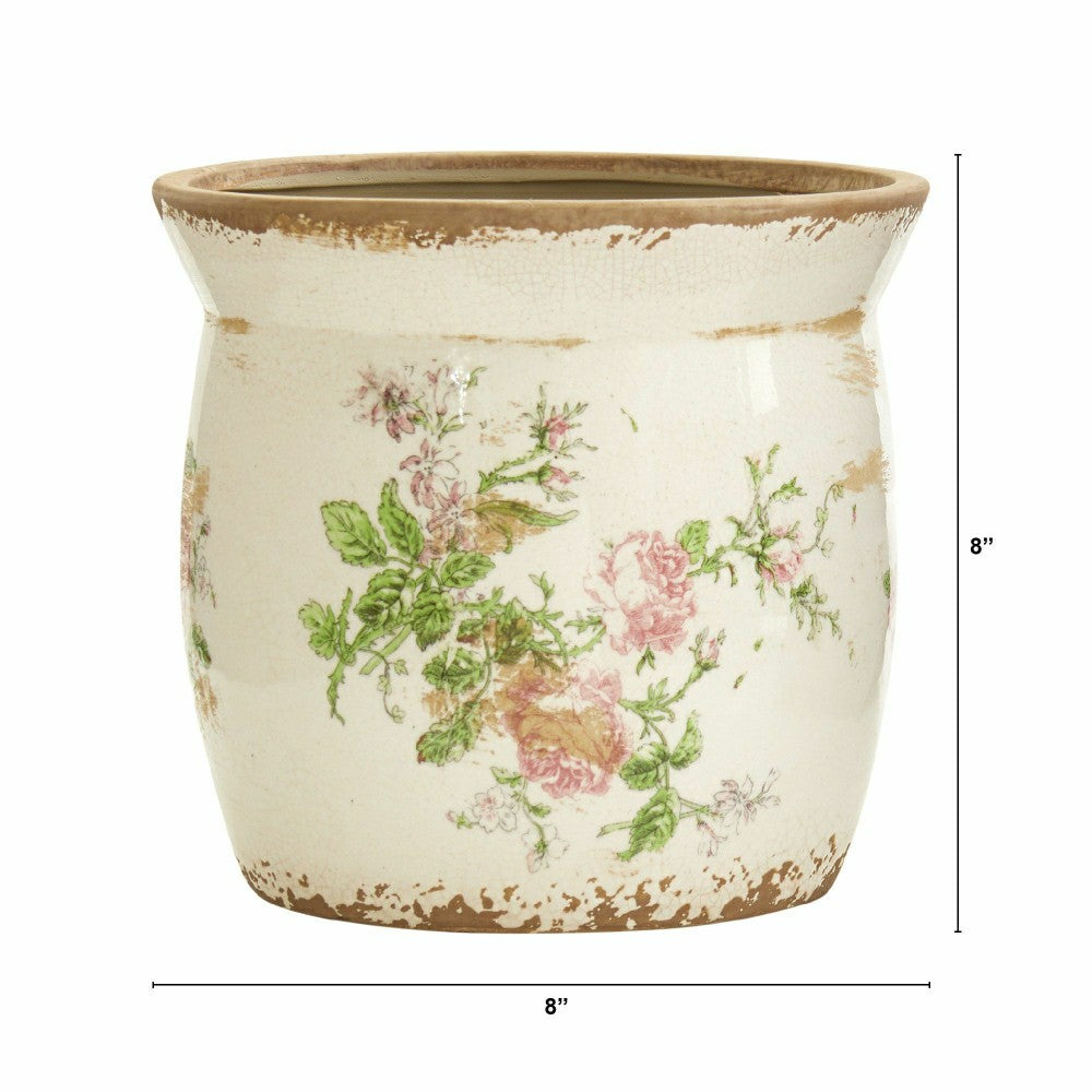 8” Tuscan Ceramic Floral Print Planter | Plow & Hearth