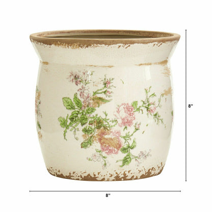 8” Tuscan Ceramic Floral Print Planter | Plow & Hearth