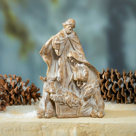Heavenly Family Nativity Resin Garden Statue, 11.5" H | Plow & Hearth