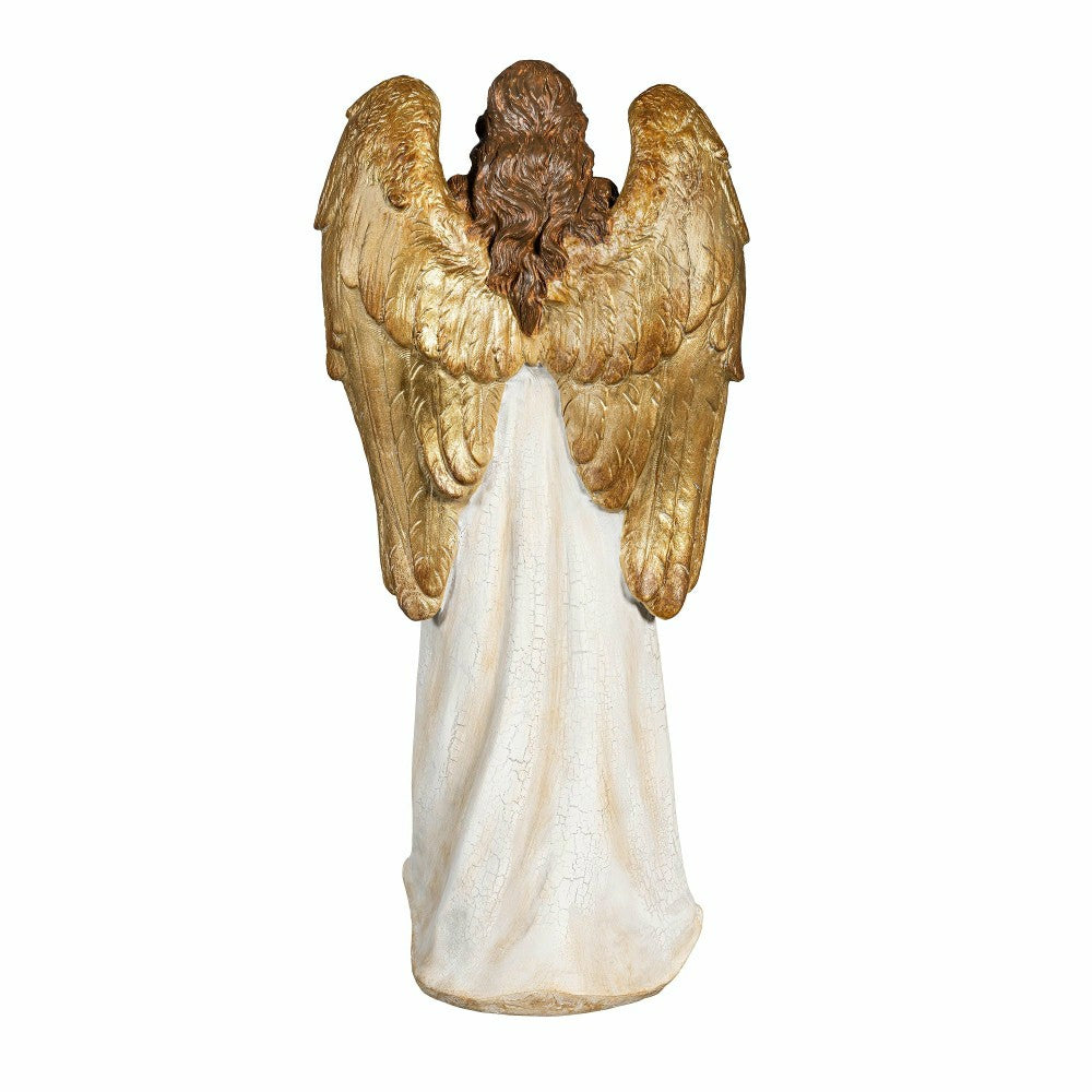Gilded Angel Nativity Resin Garden Statue, 18" H | Plow & Hearth