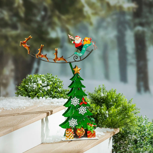 Twas the Night Garden Statue, Metal Statue, Santa Delivery, 25.5"H | Plow & Hearth