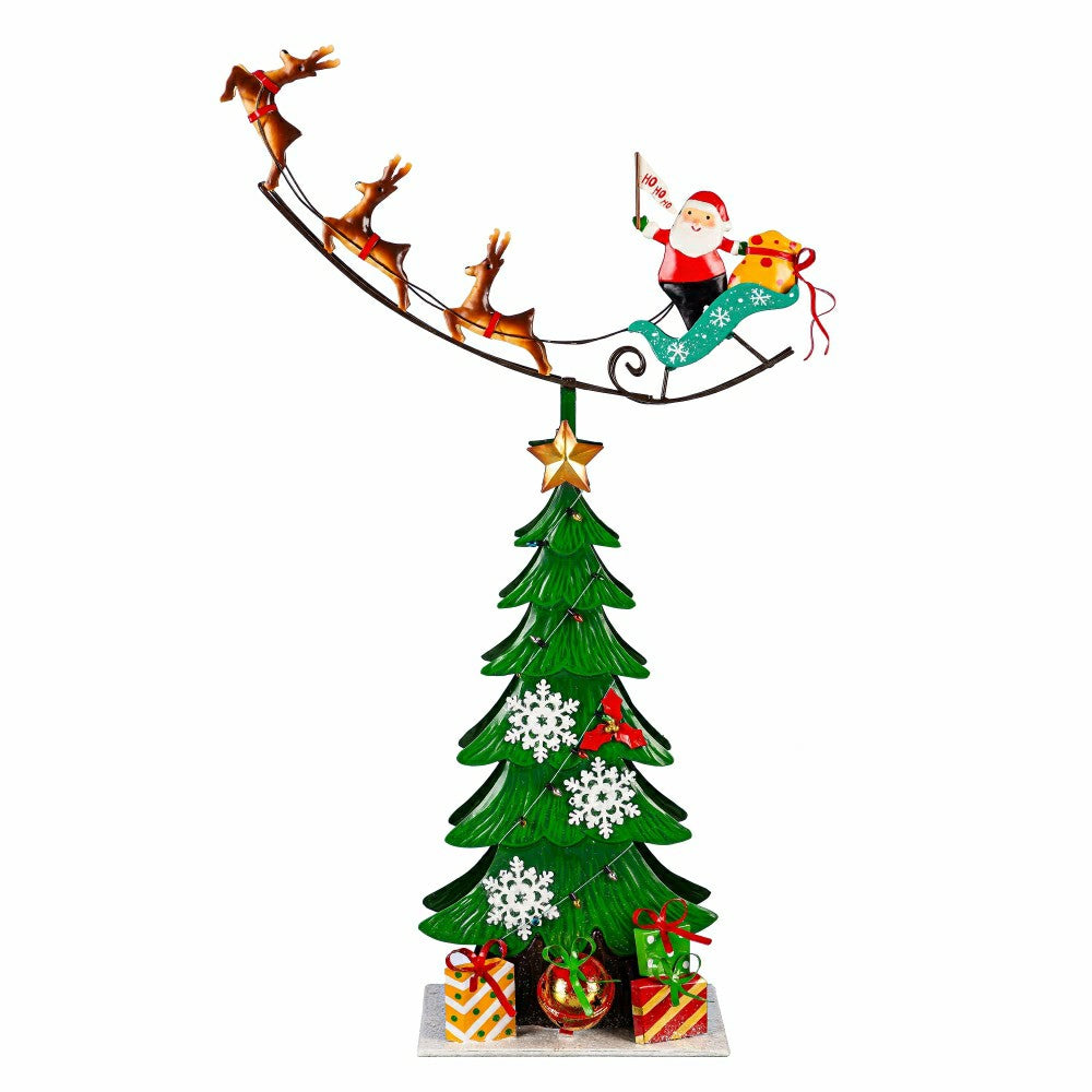Twas the Night Garden Statue, Metal Statue, Santa Delivery, 25.5"H | Plow & Hearth