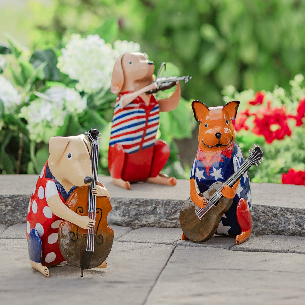 Metal Patriotic Dog Statue with Instrument | Plow & Hearth