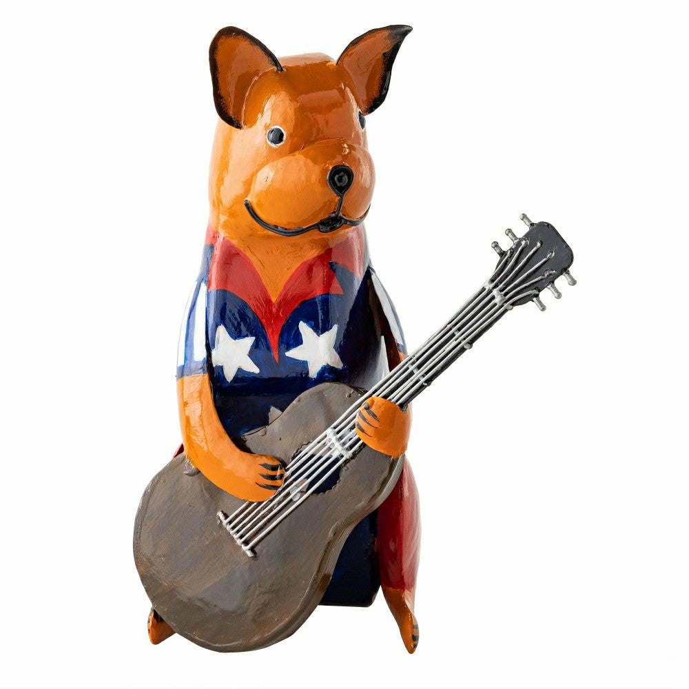 Metal Patriotic Dog Statue with Instrument | Plow & Hearth