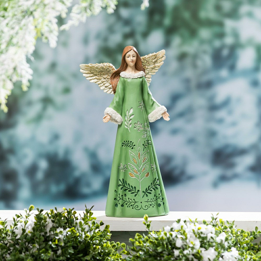Shades of Emerald Garden Statue, Resin Statue, Angel, 12"H | Plow & Hearth