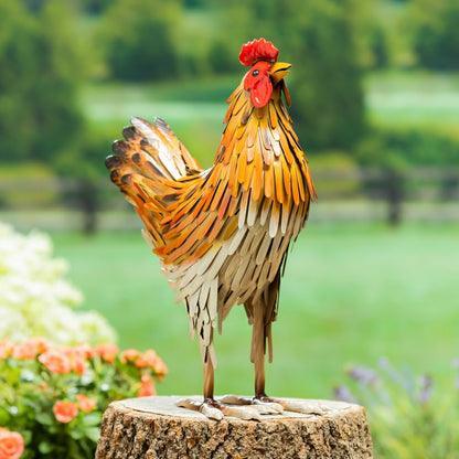 12"H Petal & Plow, Metal Brown Hen Garden Statue | Plow & Hearth