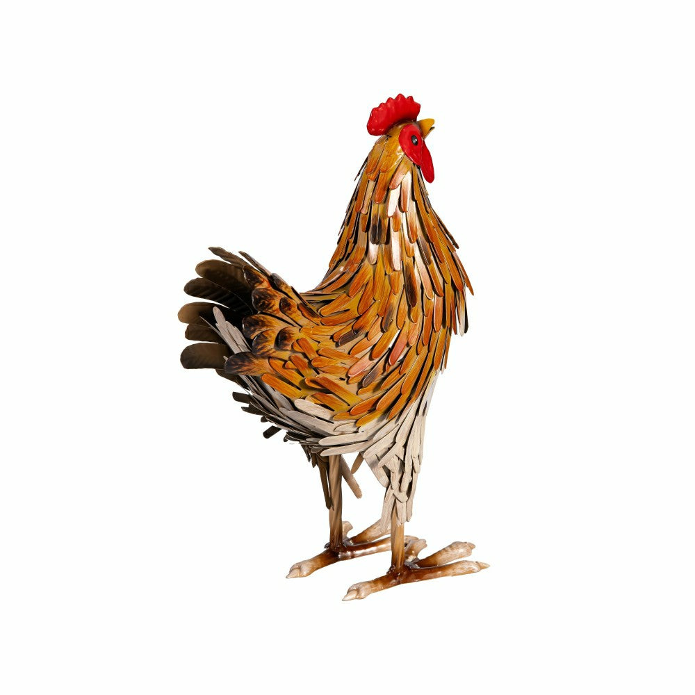 12"H Petal & Plow, Metal Brown Hen Garden Statue | Plow & Hearth