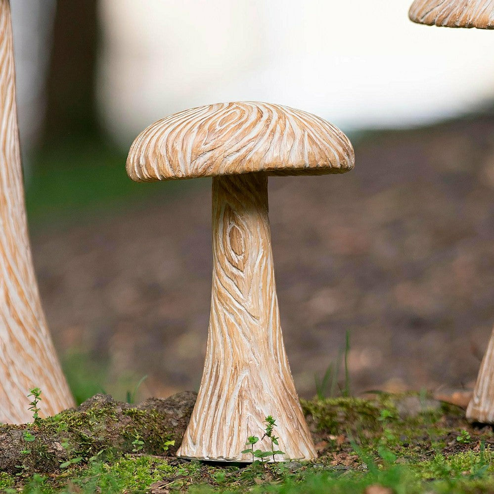 Small Carved Mushroom Garden Statue | Plow & Hearth