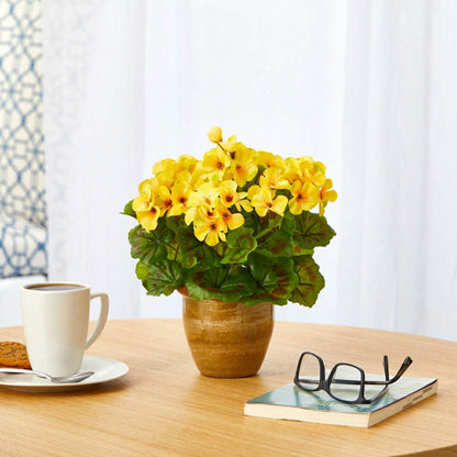 Artificial Geranium in Ceramic Planter, 11" | Plow & Hearth