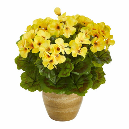 Artificial Geranium in Ceramic Planter, 11" | Plow & Hearth